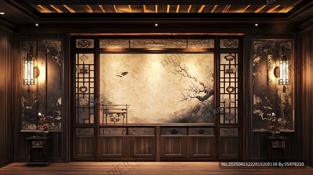 中式典雅古風(fēng)室內(nèi)裝飾空間