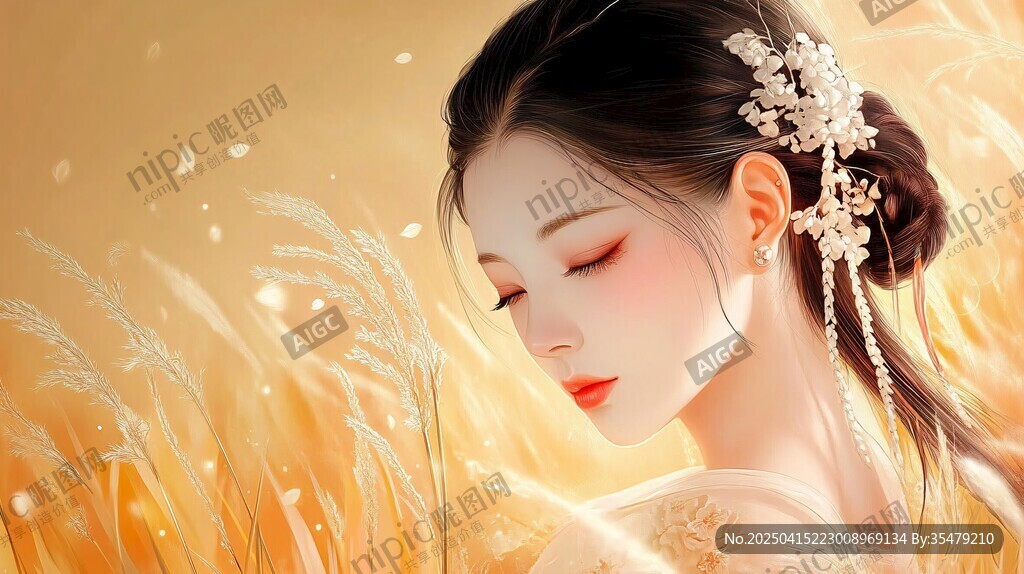 麥田中的古典優(yōu)雅女子