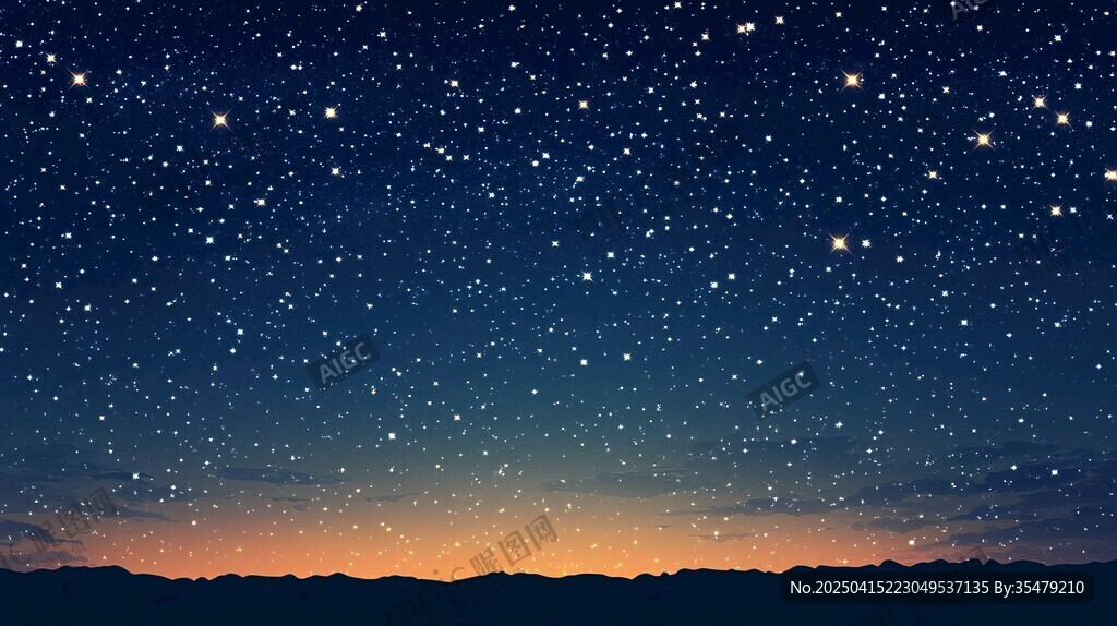 夜幕星空下的壯美天際線