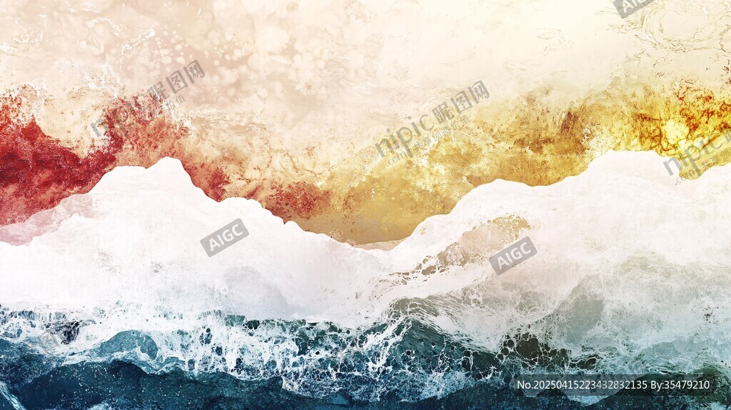 水墨風(fēng)格海浪抽象藝術(shù)圖