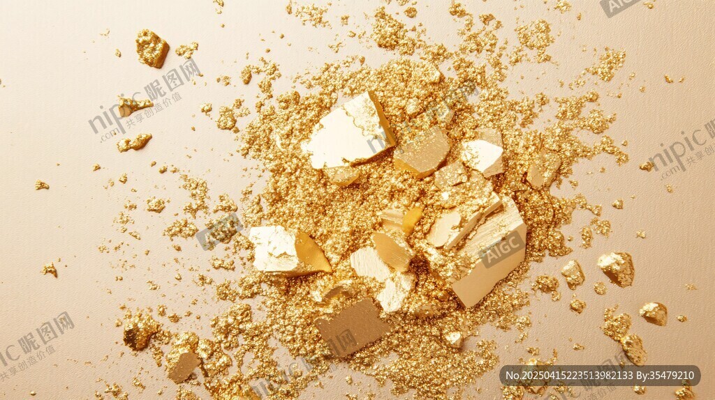 散落的金塊與金粉