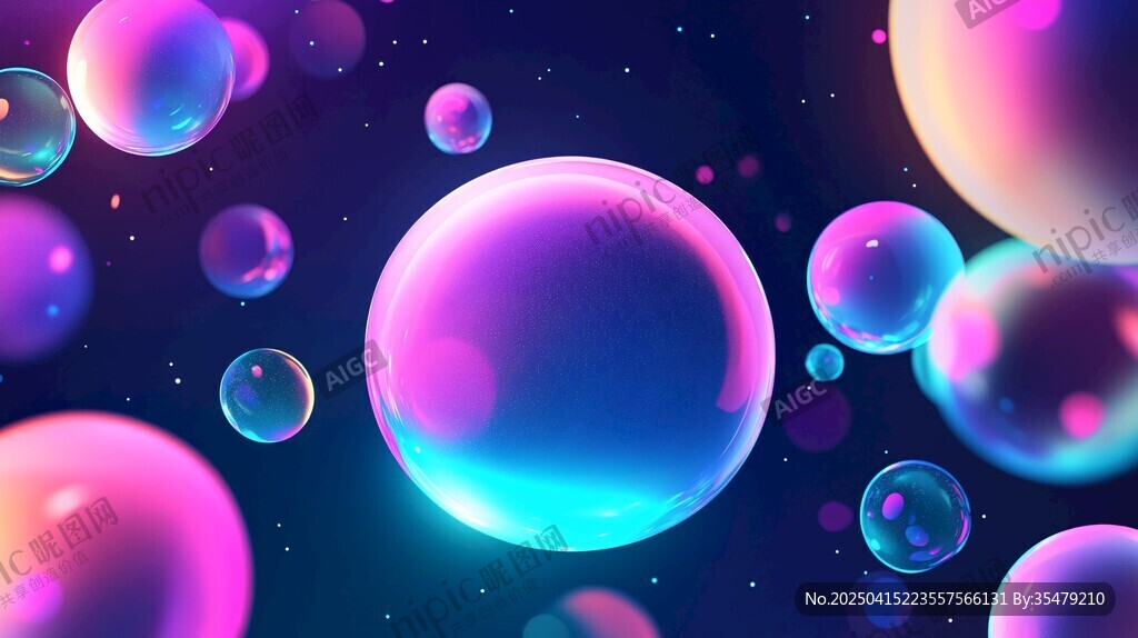 夢(mèng)幻炫彩氣泡在星空漂浮