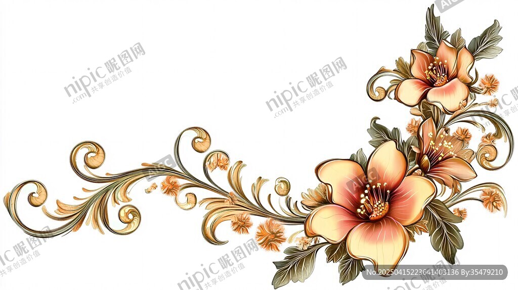 復(fù)古花卉裝飾角隅圖案