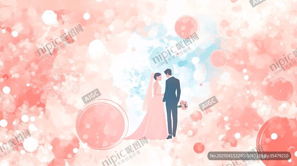 浪漫婚禮情侶甜蜜相依