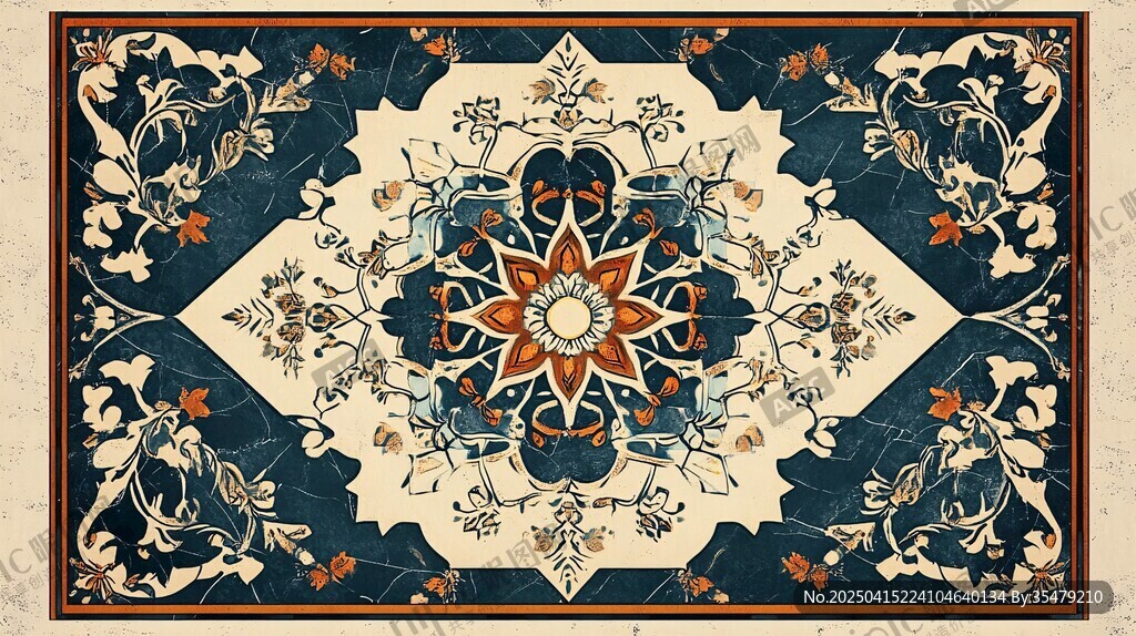 中式古典花紋地毯圖案