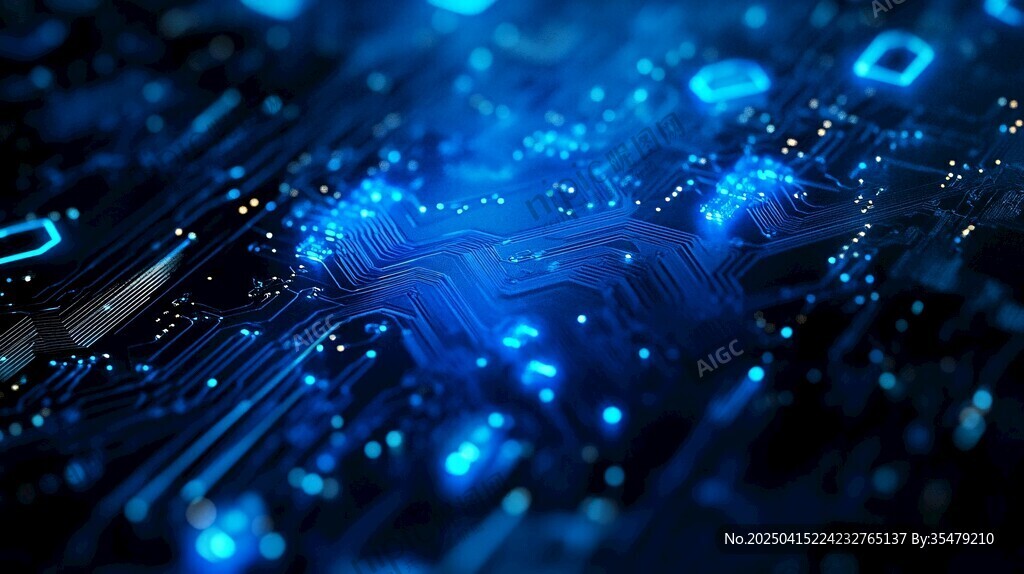 科技感電路板 藍色炫光效果
