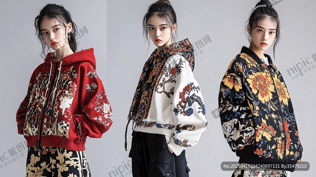 個(gè)性印花潮服模特展示