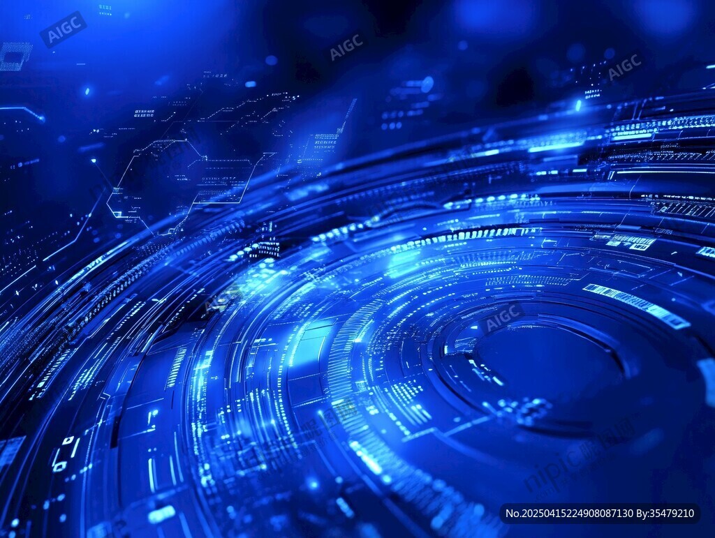科技感藍色數(shù)碼電路背景圖