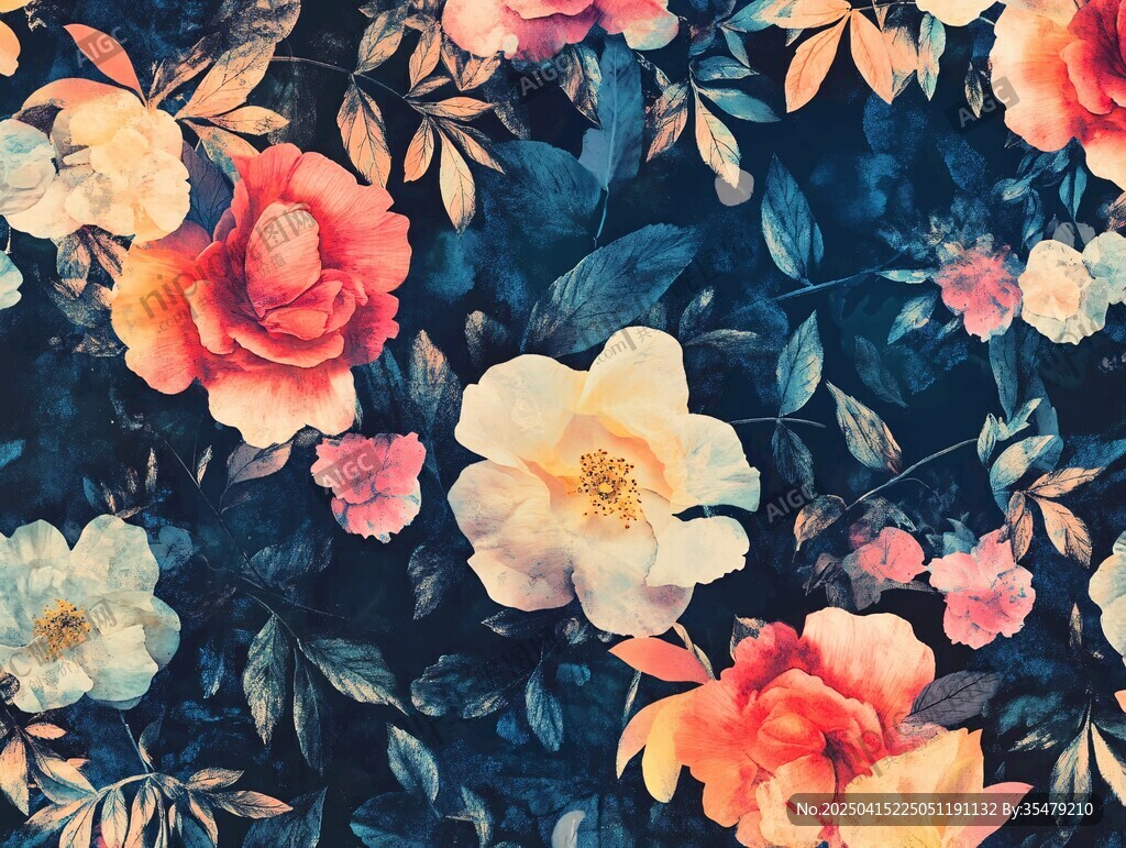 復(fù)古風(fēng)花卉圖案背景圖