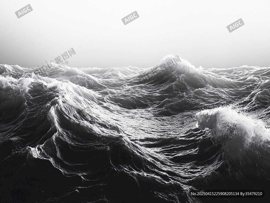 洶涌海浪黑白震撼畫面