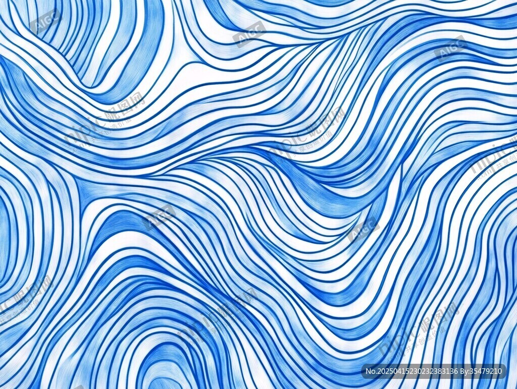 藍白波浪抽象藝術圖案