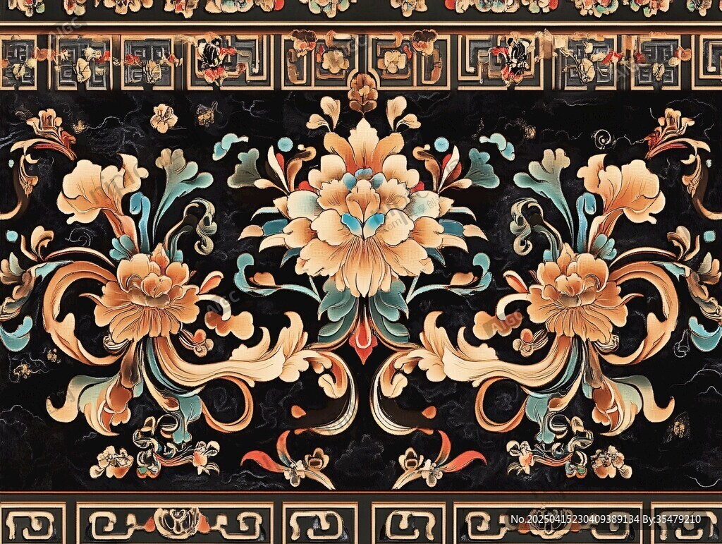 古典中式花卉圖案紋飾