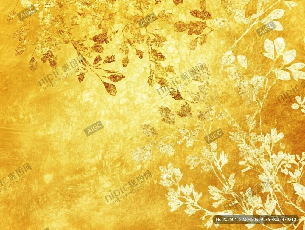 金色花卉紋理背景圖