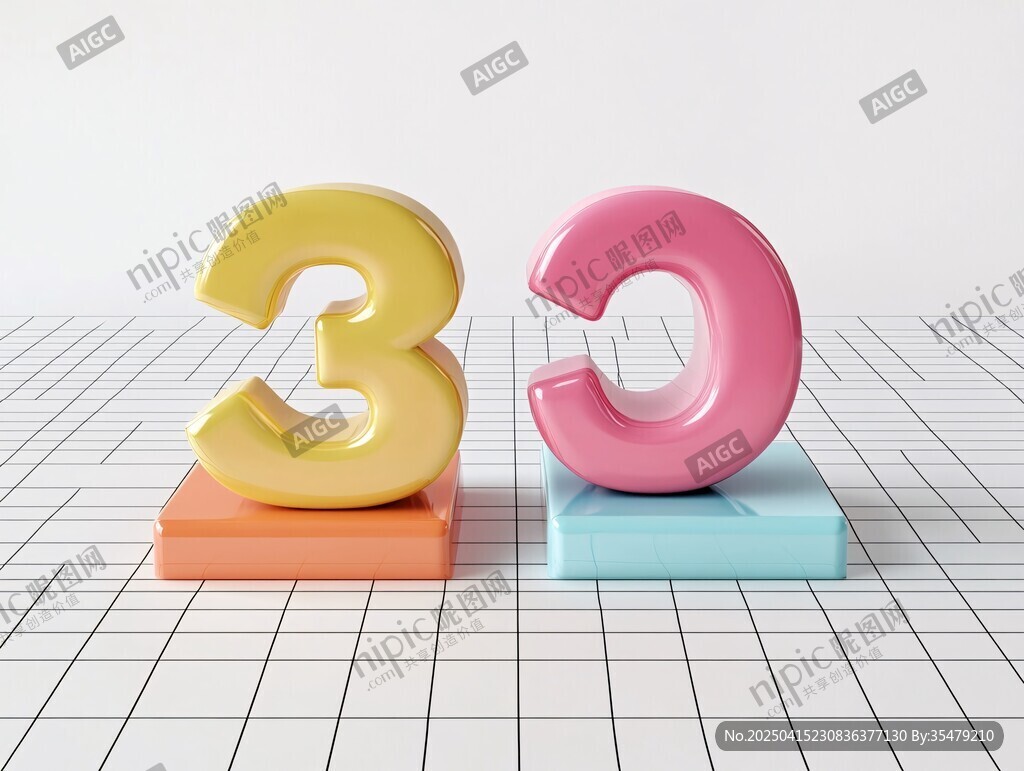 彩色立體數字3創意展示