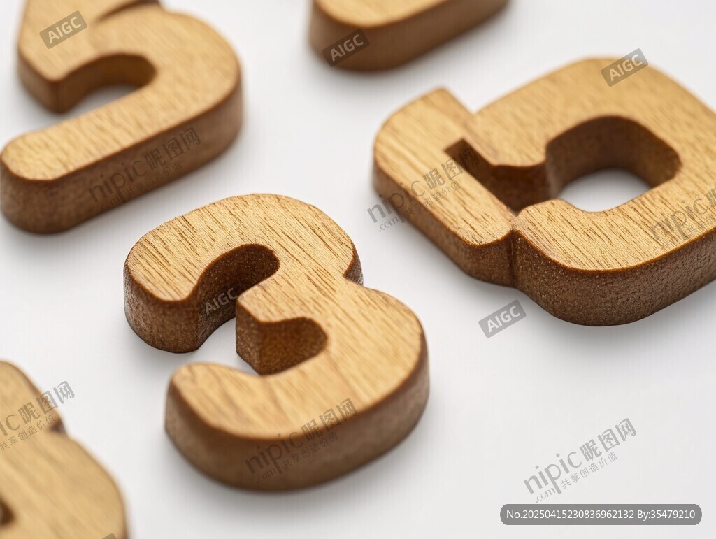 木質數字擺件特寫
