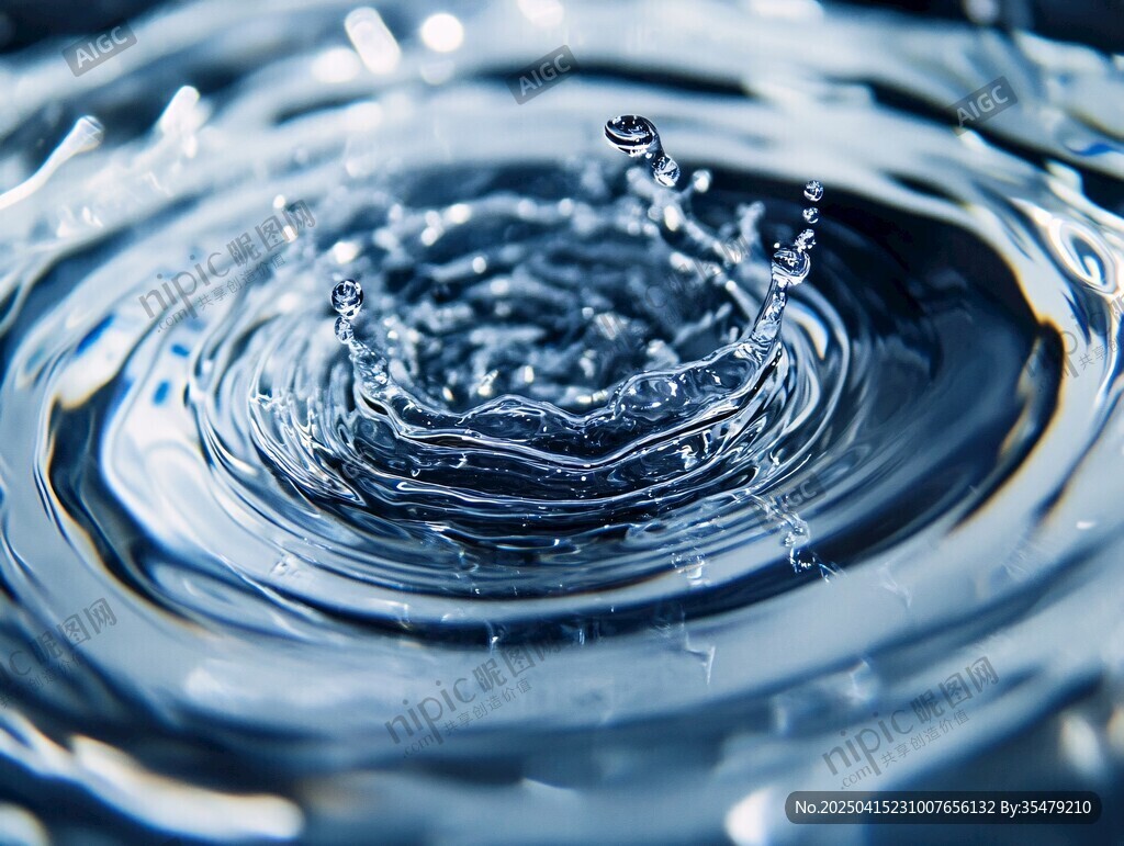 水滴入水泛起美麗漣漪