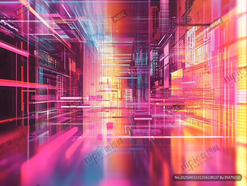 未來感絢麗科技空間走廊