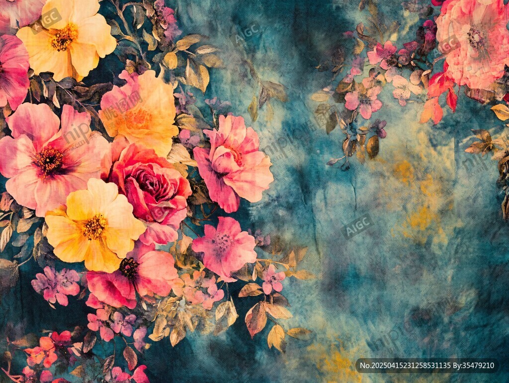 復(fù)古花卉背景圖