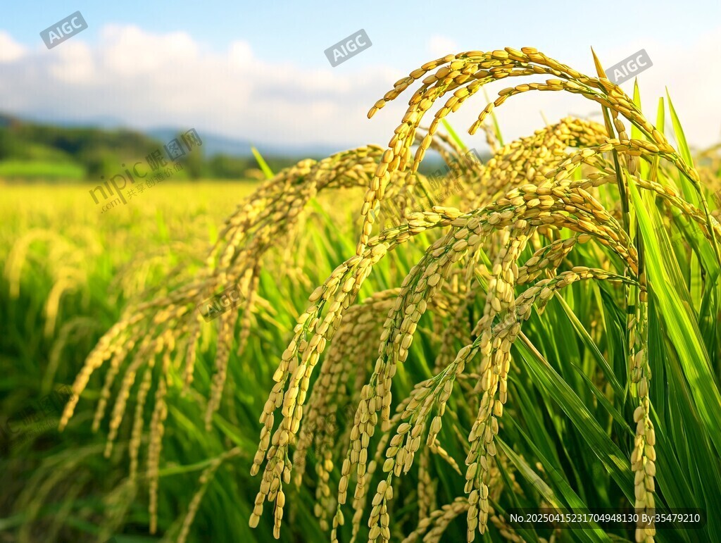 金黃稻穗 田野間的豐收景象
