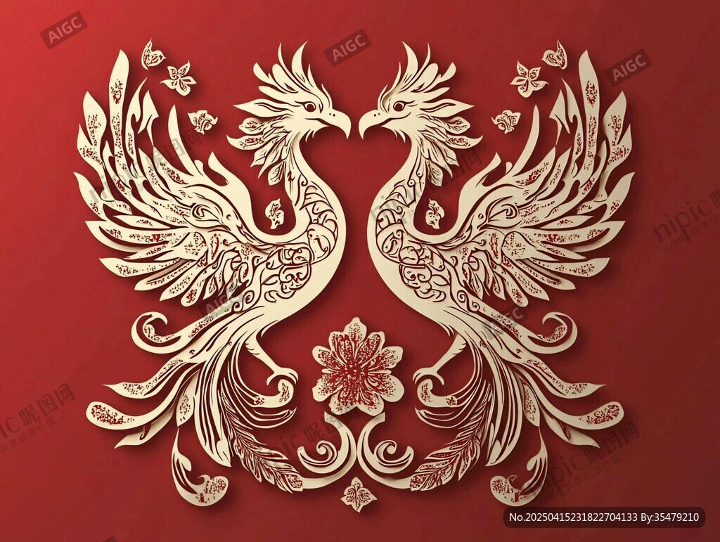 雙鳳呈祥中式精美圖案
