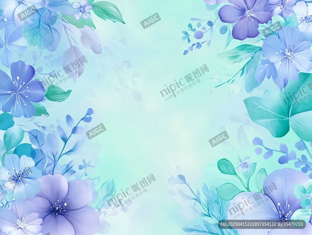 清新藍紫花卉背景圖