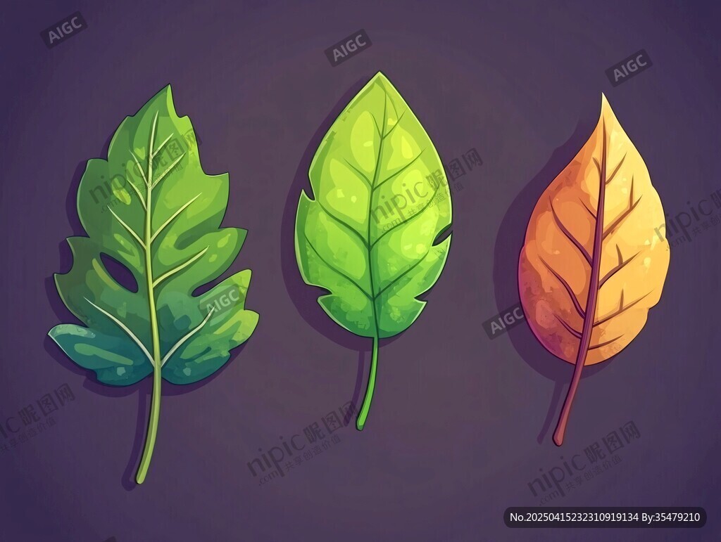 三色樹葉插畫