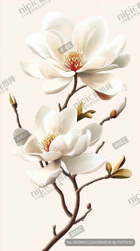 白玉蘭綻放 清新雅致花卉