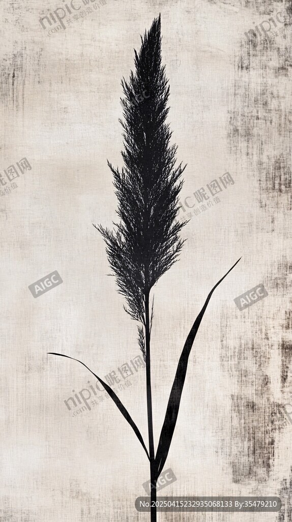 單株蘆葦剪影藝術(shù)畫面