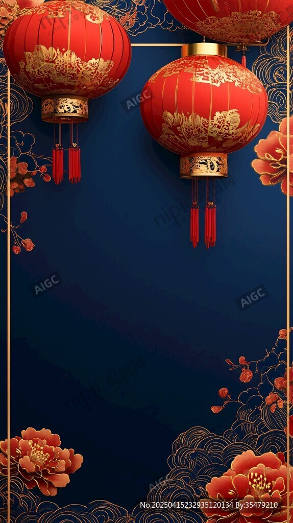 喜慶紅燈籠中式背景圖