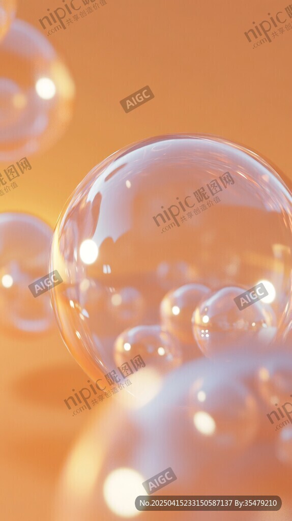 夢幻透明泡泡 橙色背景
