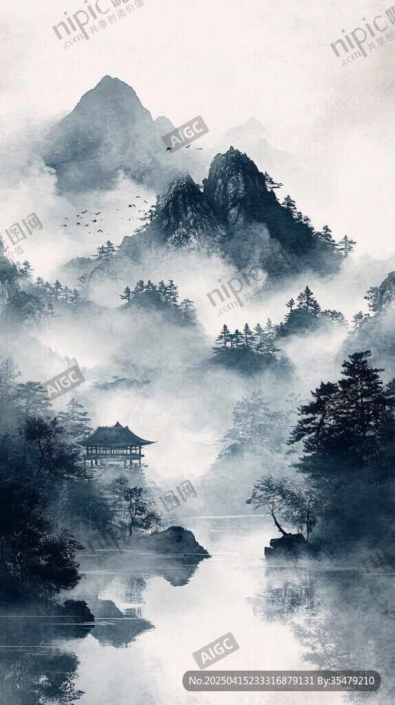 水墨山水間的詩意景致