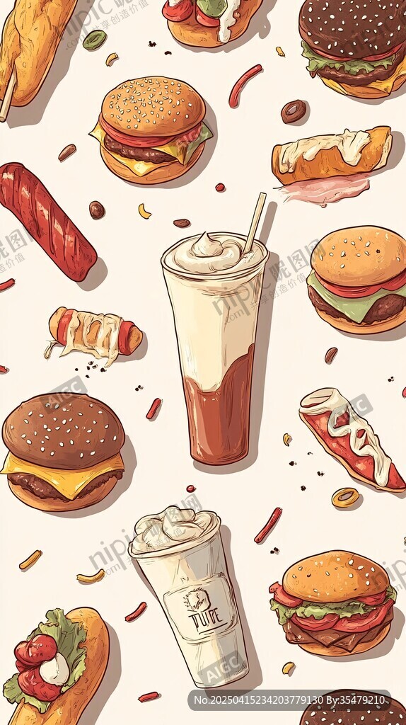 美味快餐插畫