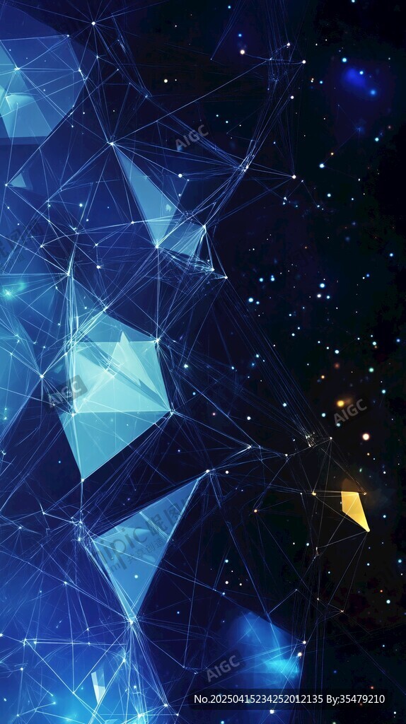 夢幻藍色幾何星空背景圖