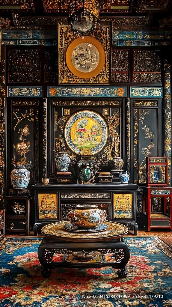 中式古典奢華廳堂內(nèi)景