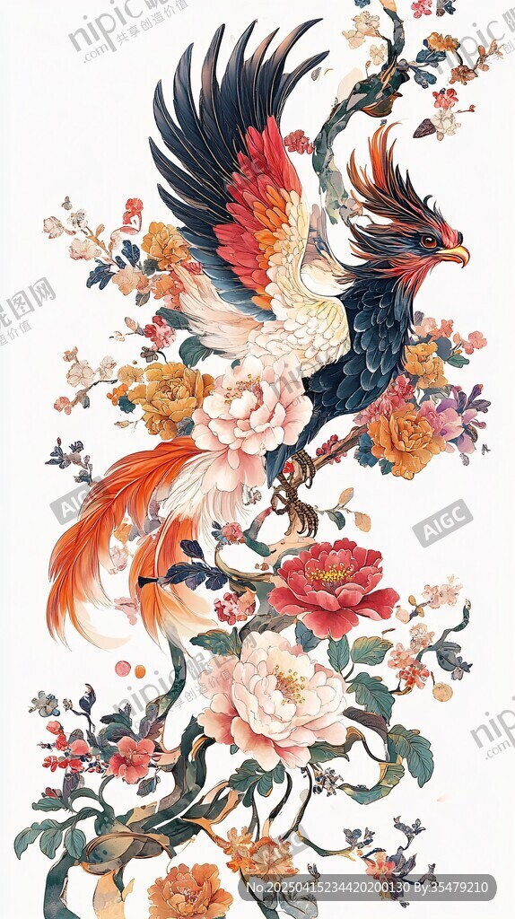 鳳凰棲繁花圖