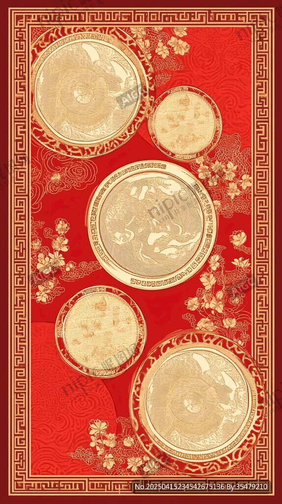 中式紅底金飾傳統(tǒng)圖案
