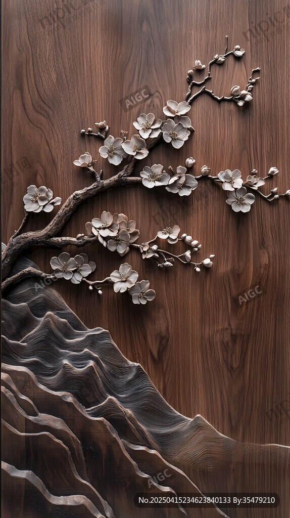 木雕梅花山水裝飾藝術(shù)