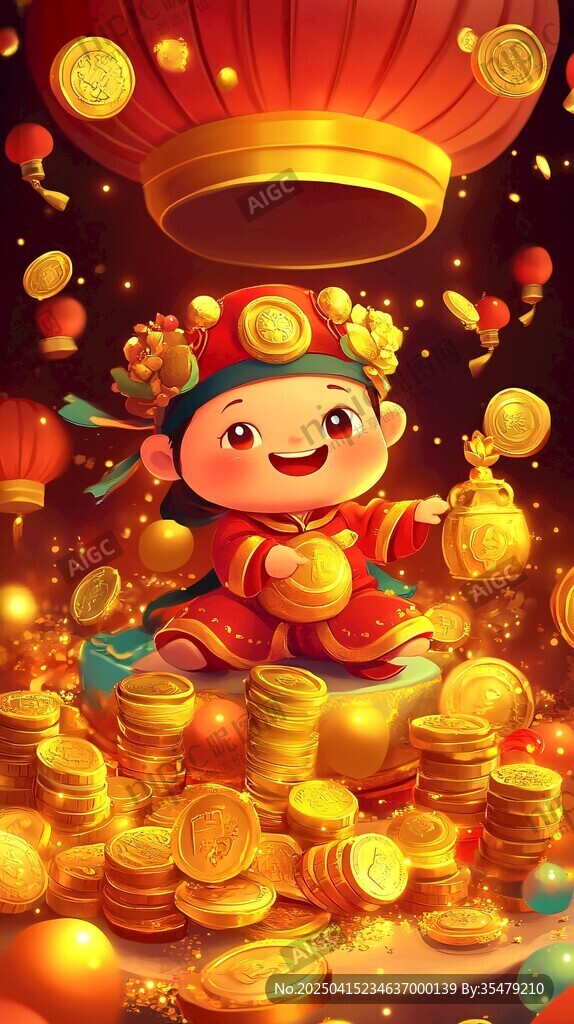 招財(cái)童子撒金幣迎好運(yùn)
