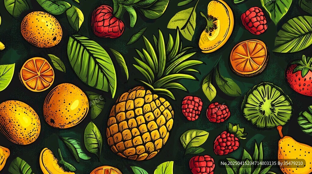 繽紛水果插畫