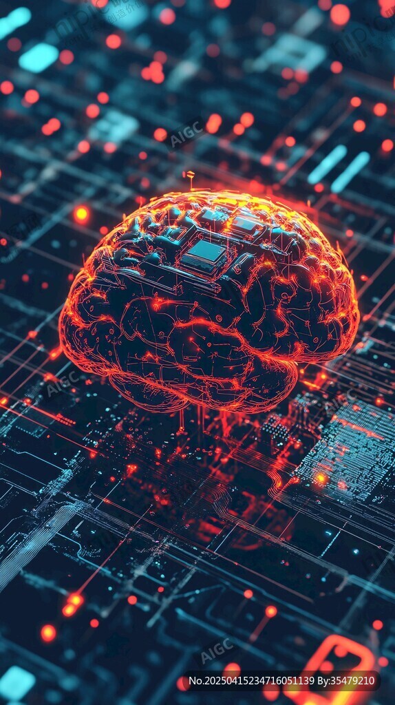 科技感十足的數(shù)字大腦圖像