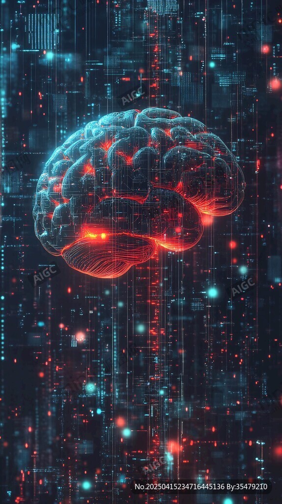 科技感人腦與數(shù)字背景畫面