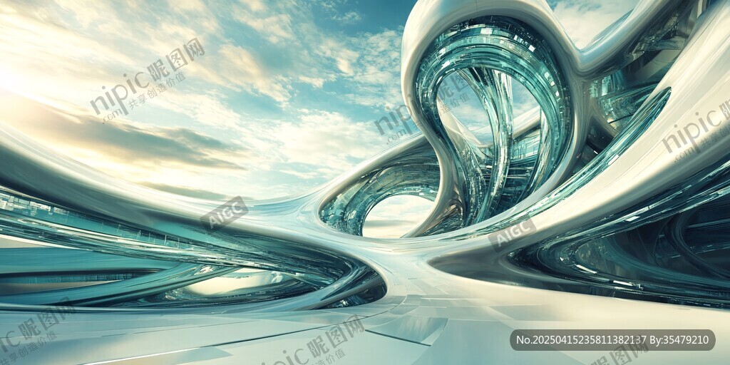 未來(lái)感流線型科幻建筑景觀