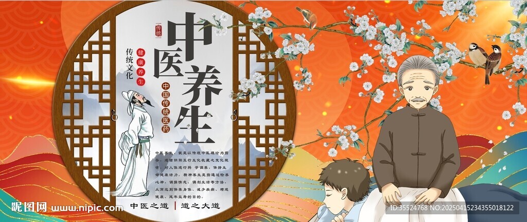 中醫養生背景墻