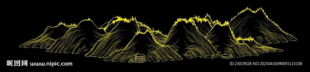 現(xiàn)代線條水墨山水畫背景墻