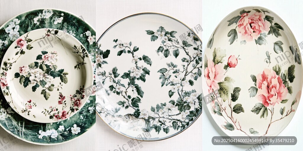 精美花卉圖案陶瓷餐具