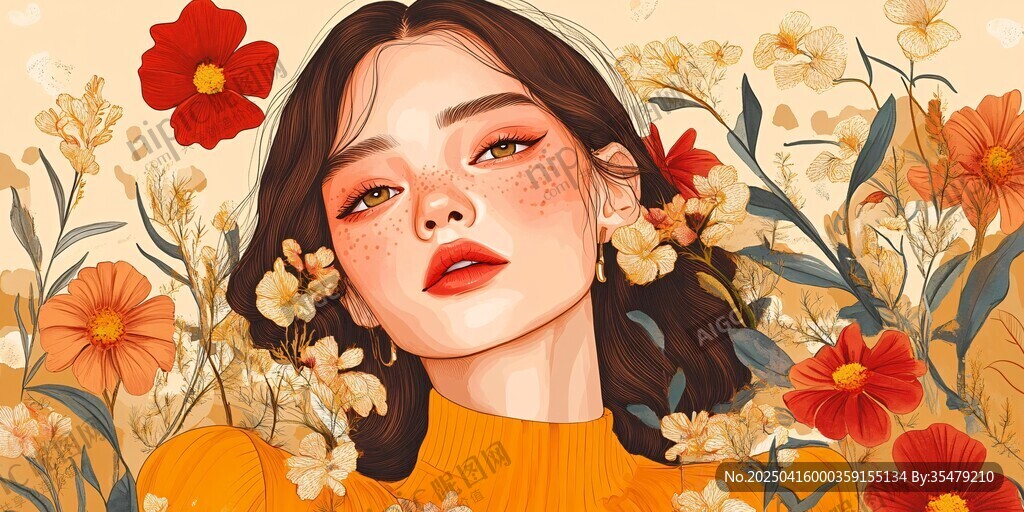 花海中的魅力少女