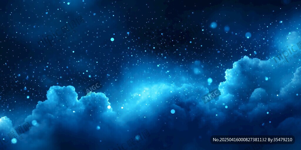 夢(mèng)幻星空下的藍(lán)色云海