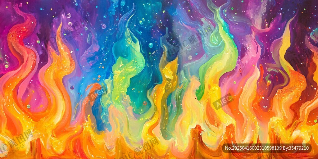 夢(mèng)幻多彩火焰抽象背景圖