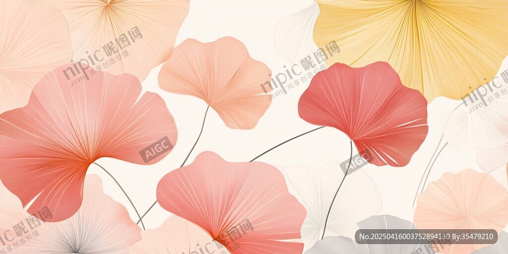 柔美花卉插畫 淡雅色彩