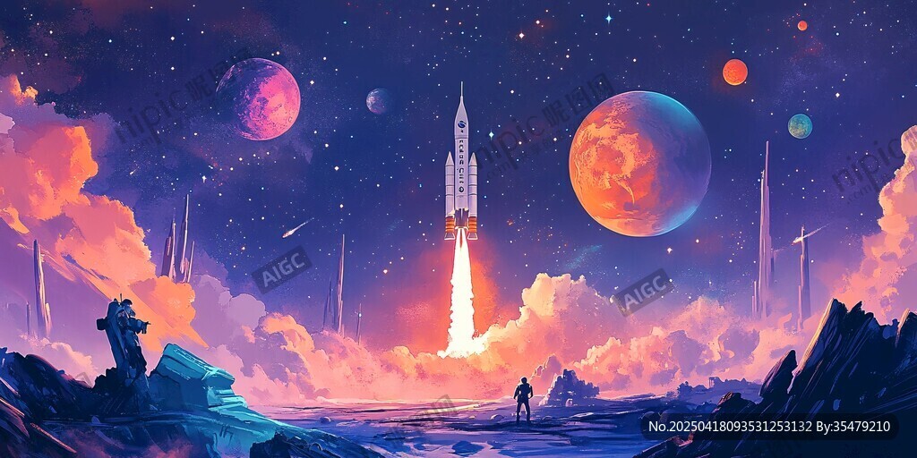 夢幻宇宙中的火箭發射場景